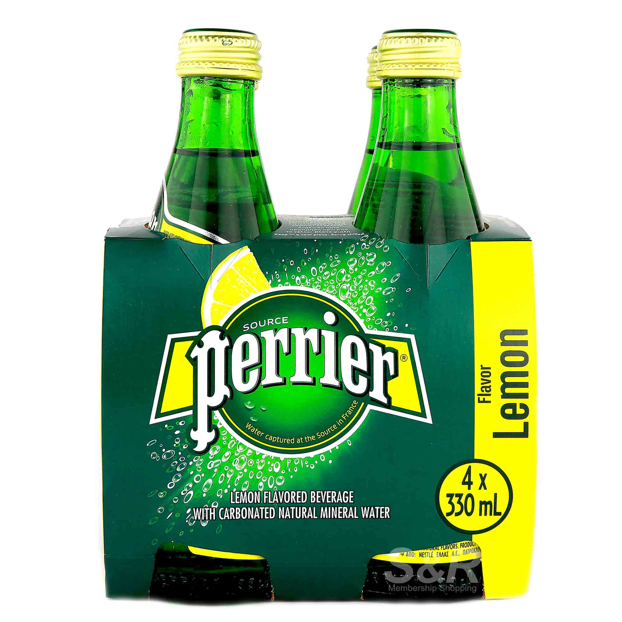 Perrier Lemon Flavored Beverage with Carbonated Natural Mineral Water 4 bottles